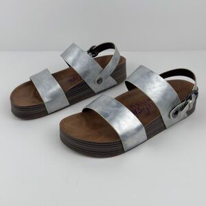 Blowfish Malibu Silver Platform Slingback Sandals Womens Sz 10 Strappy
